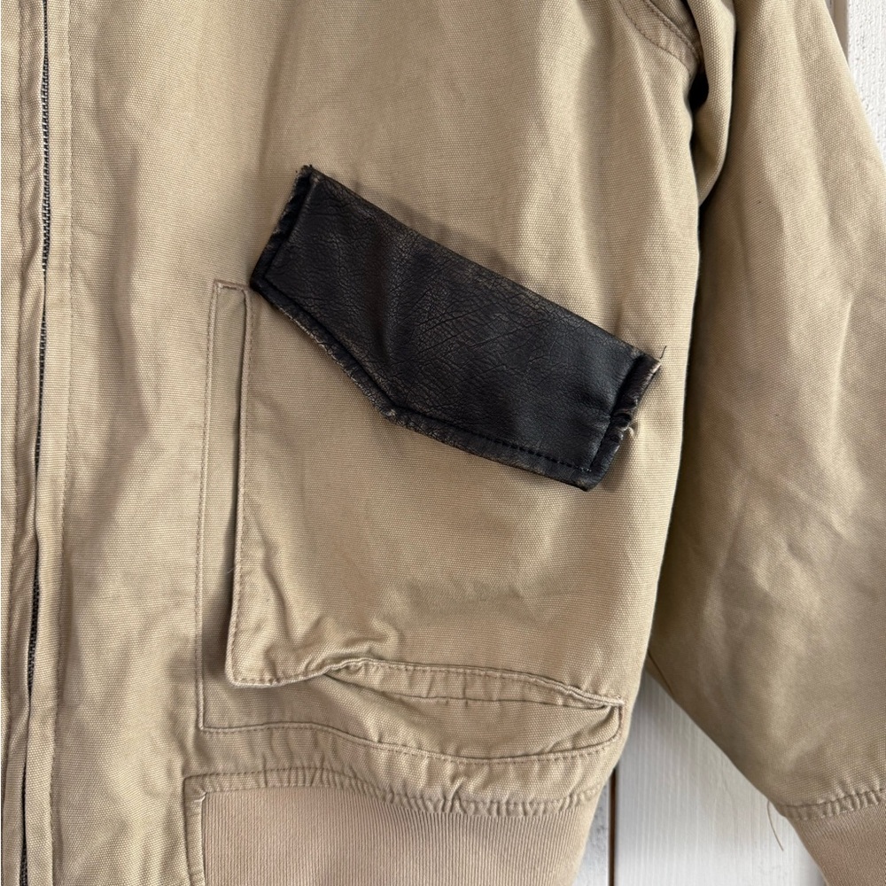 wild fable Tan bomber Jacket with Dark Brown faux leather Trim - Picture 6 of 7
